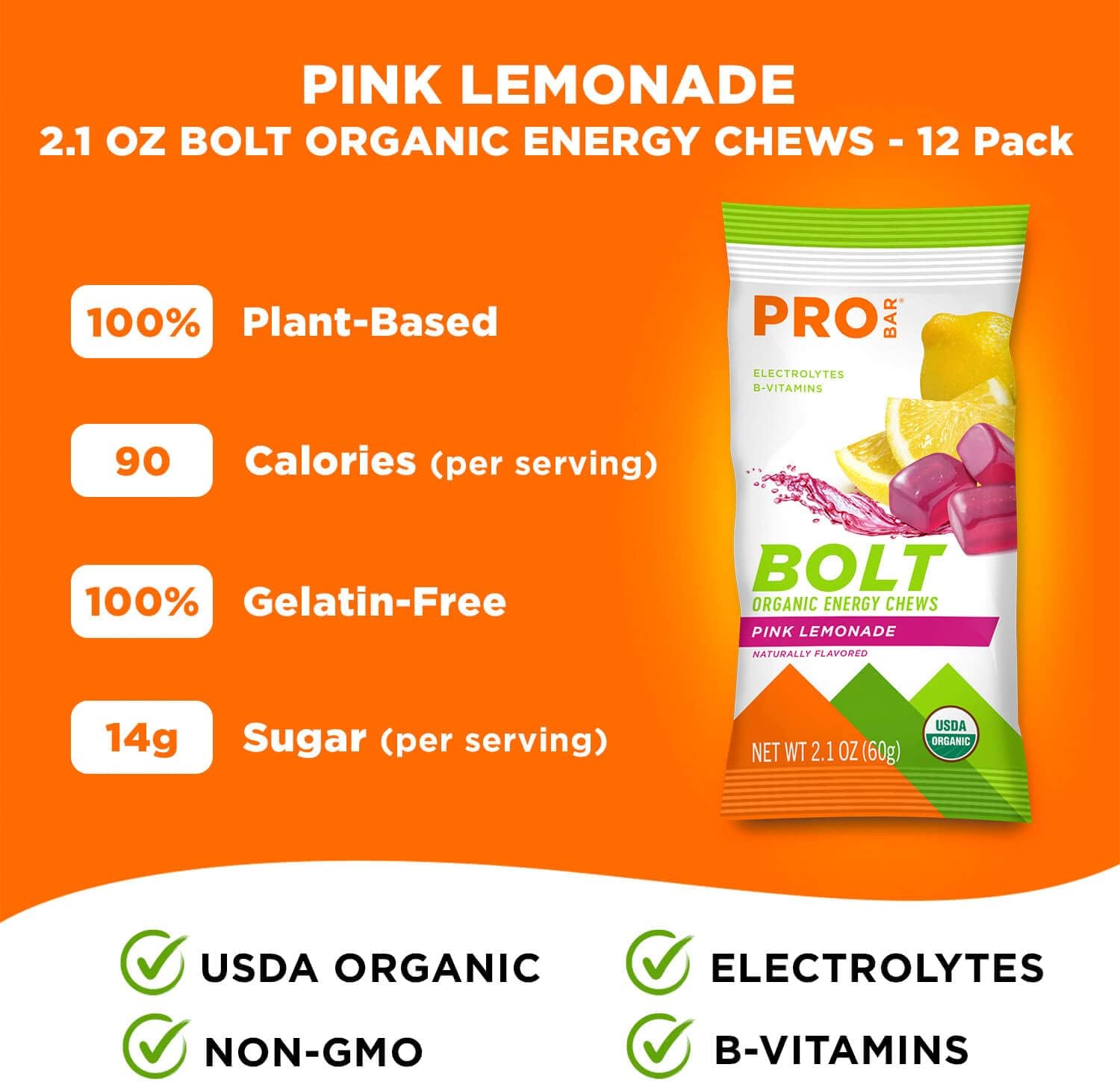 PROBAR - Pink Lemonade Bolt Organic Energy Chews