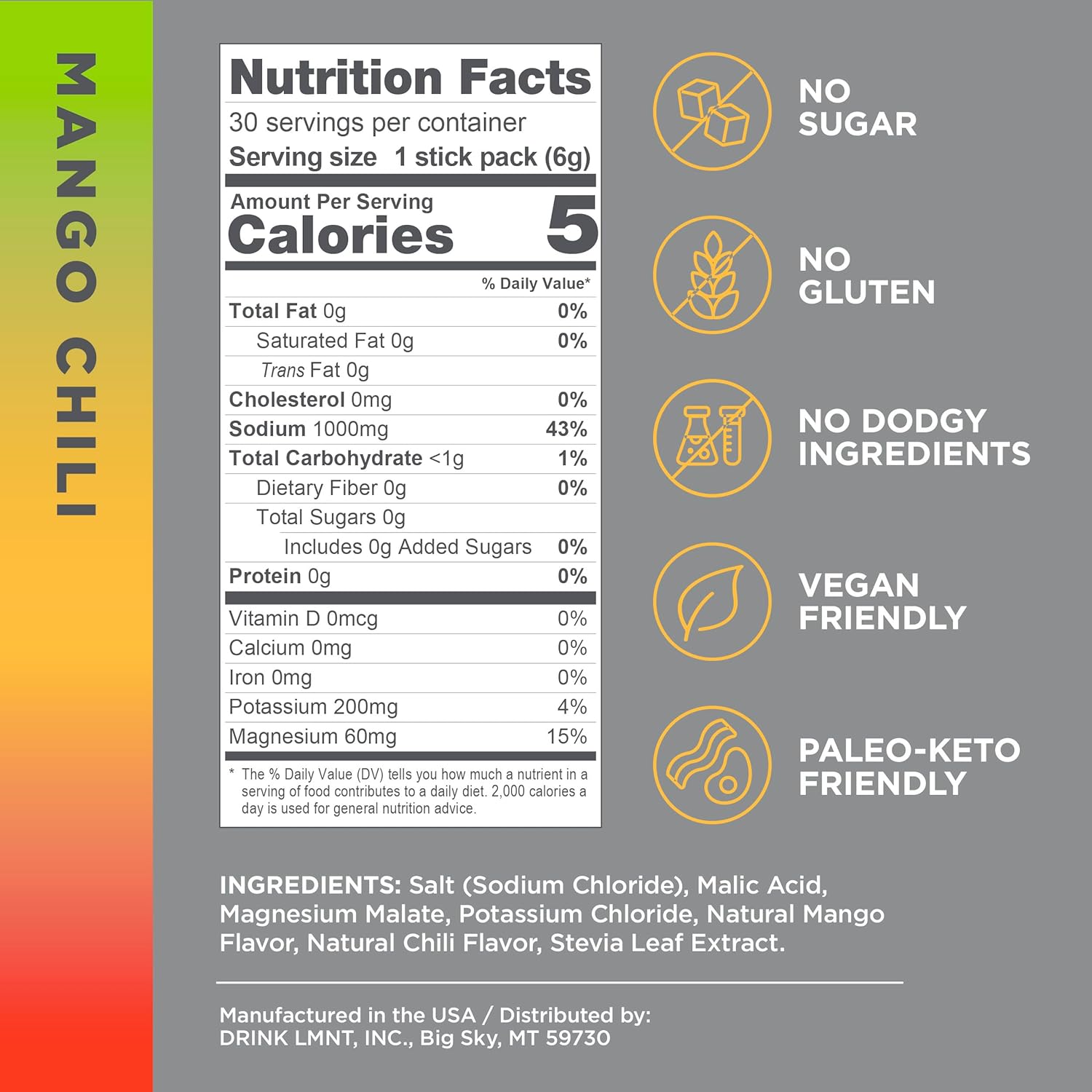 LMNT Keto Electrolyte Powder Packet- Mango Chilli