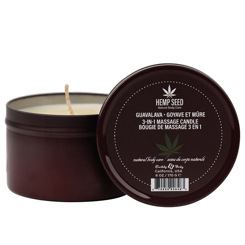 Earthly Body 3-in-1 Massage Candle- Guavalava 6oz