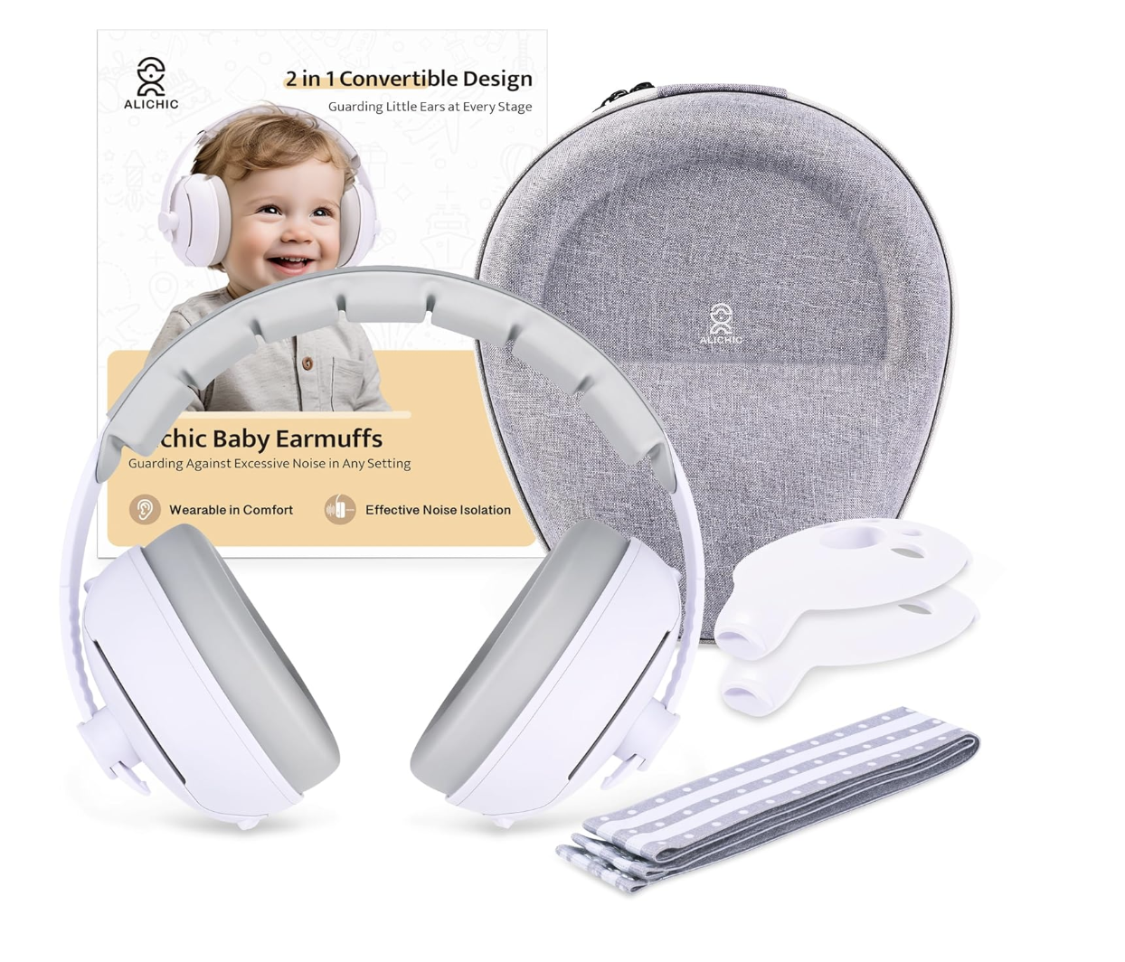 2-in-1 Convertible Design Baby Earmuffs