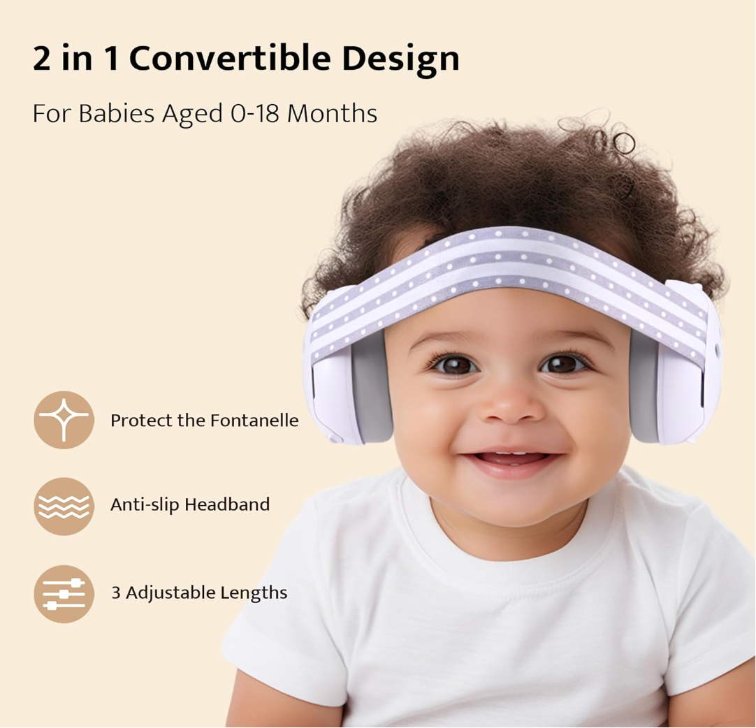 2-in-1 Convertible Design Baby Earmuffs